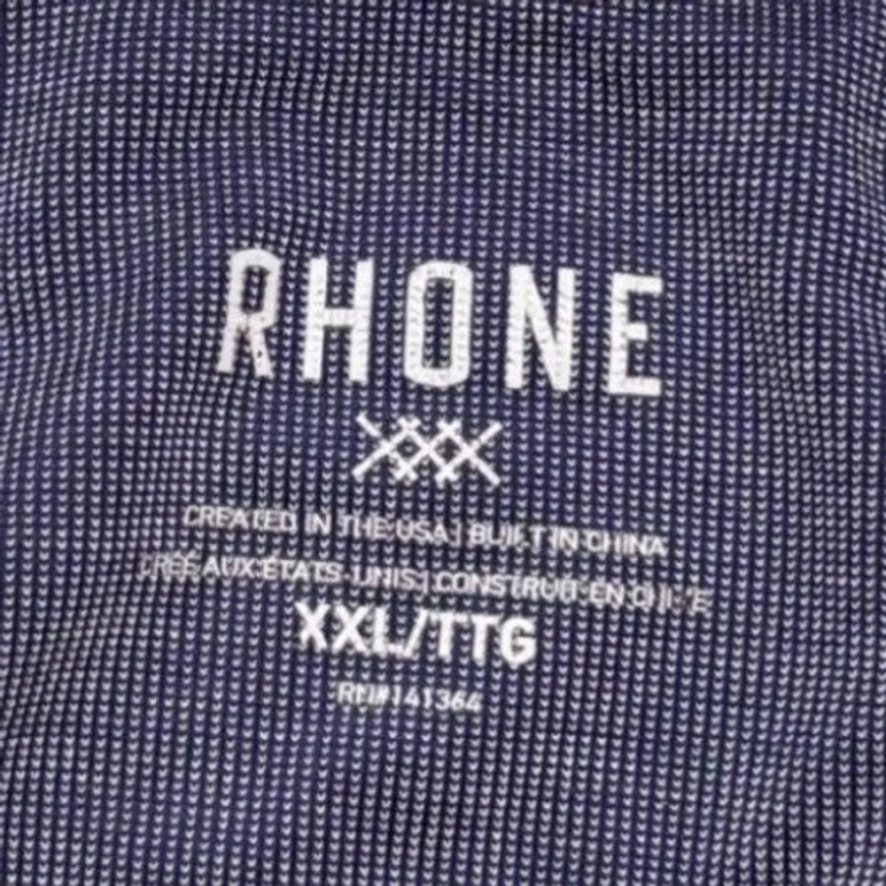 Rhone Delta Pique Polo Golf Shirt XL Navy Purple‎ Geometric Stripe Performance